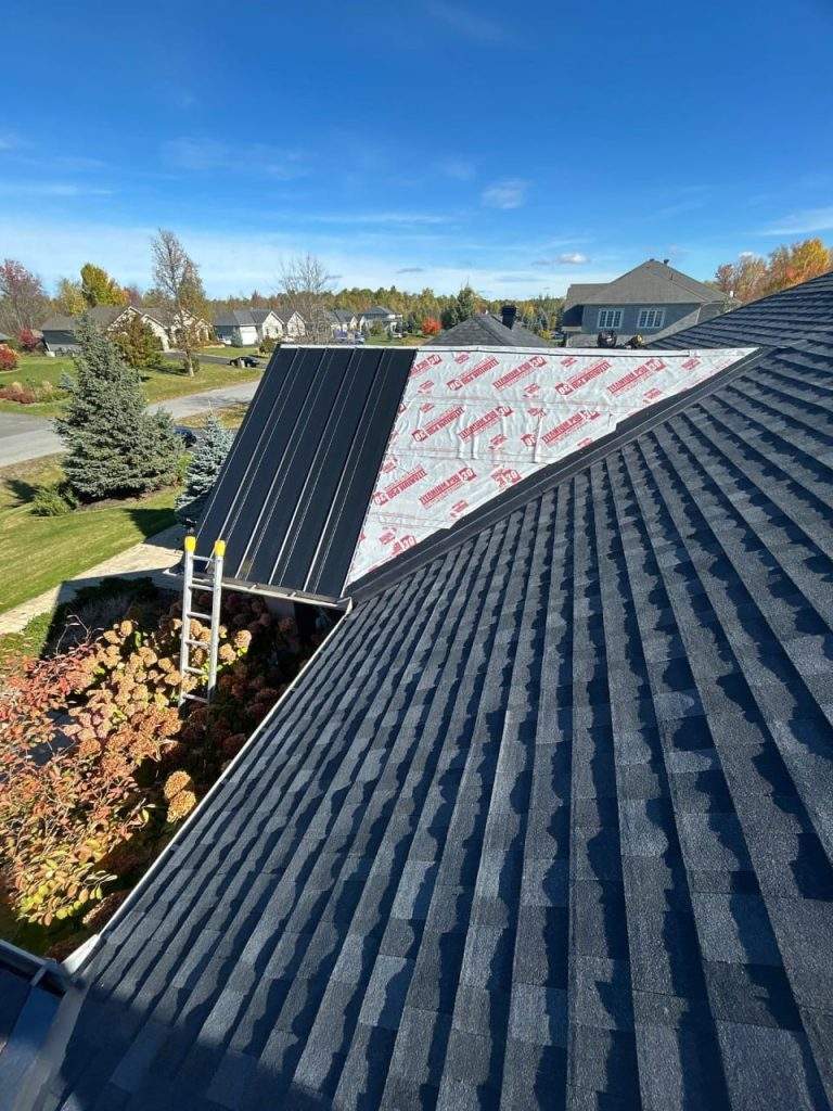 metal roof being installed by Vanity Roofing in Gatineau